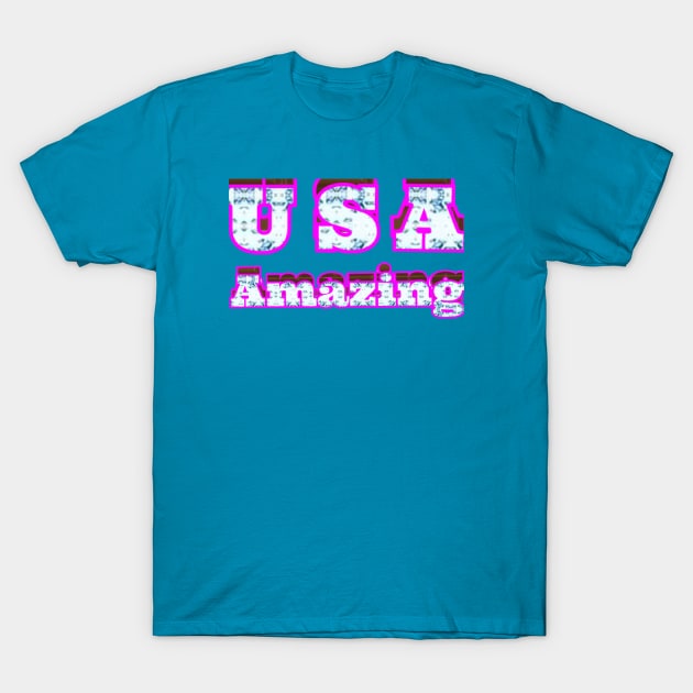 U S A text art design. T-Shirt by Dilhani